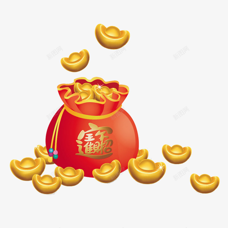 福袋png免抠素材_88icon https://88icon.com 元宝 福 福袋 金元宝