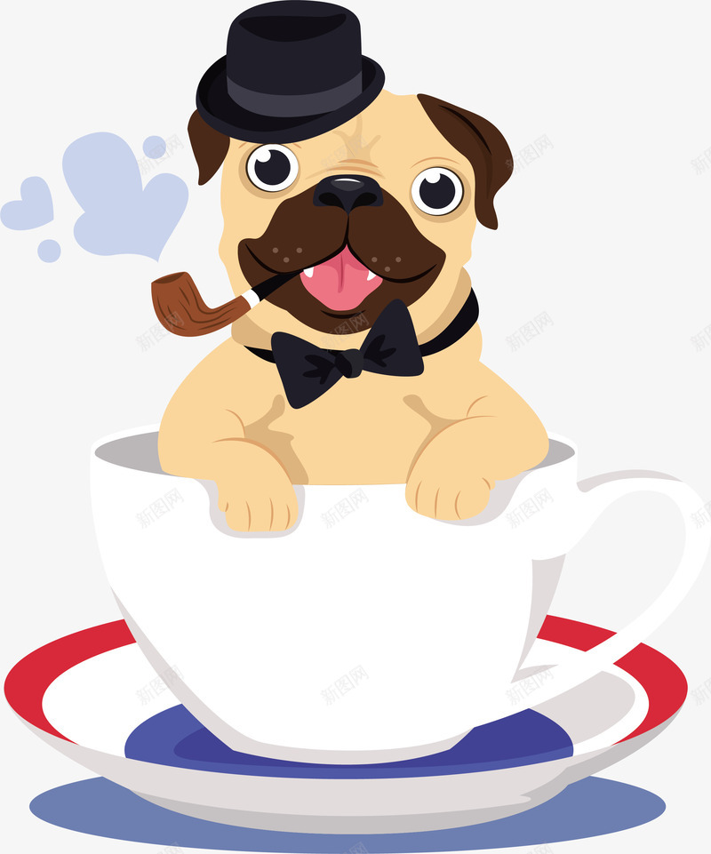 茶杯里的狗狗png免抠素材_88icon https://88icon.com 八哥犬 宠物 宠物狗 矢量png 茶杯 茶杯犬