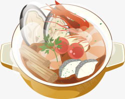 手绘海鲜锅食物素材