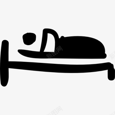 舒适的床上睡觉人睡在床上的手绘酒店标志图标图标