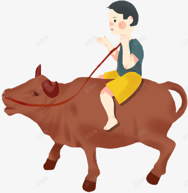 现代骑牛的小孩png免抠素材_88icon https://88icon.com 卡通骑牛人物 放牧 清明 节日 骑牛