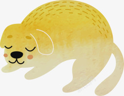 金色卡通睡觉的小狗素材