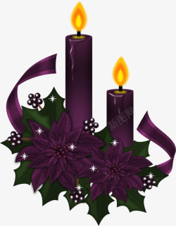 紫色蜡烛和火焰素材