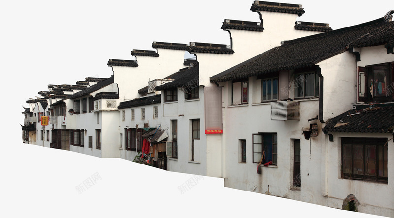 江南水乡文艺建筑png免抠素材_88icon https://88icon.com 建筑 江南水乡 白墙黒瓦