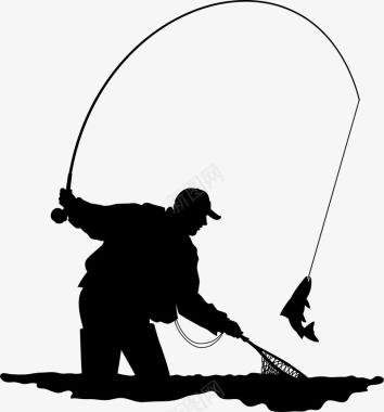 欧美钓鱼钓鱼人物矢量图图标图标