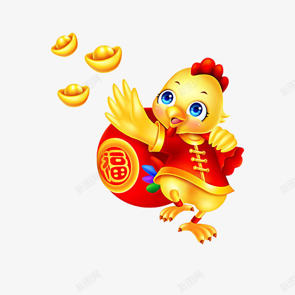 金色的鸡png免抠素材_88icon https://88icon.com 元宝 卡通 可爱的 福字 简笔 红色的 金鸡