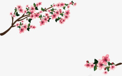 春天红色桃花装饰素材