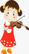 手绘卡通拉小提琴女孩素材
