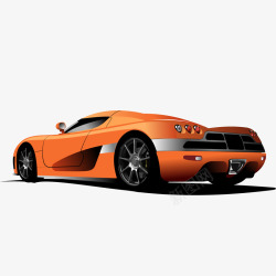 车辆比赛橙色的跑车的背面矢量图高清图片