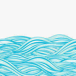 手绘蓝色海洋波纹线条素材