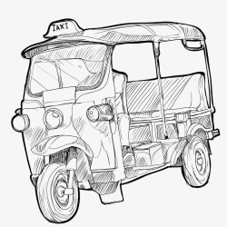 泰国三轮车手绘矢量图素材