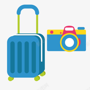 旅游蓝色旅行箱旅游主题元素矢量图图标图标