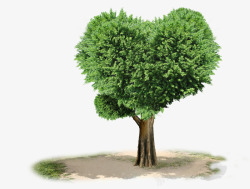 创意爱心形状绿色树木素材