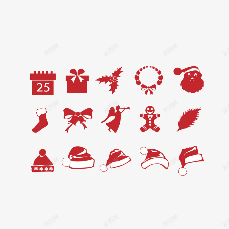 红色圣诞图案元素png免抠素材_88icon https://88icon.com 圣诞帽 红色 装饰礼包