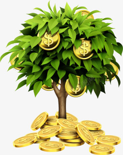 卡通美元树上的金币高清图片