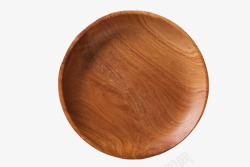 深棕色木质纹理凹陷的圆木盘实物素材
