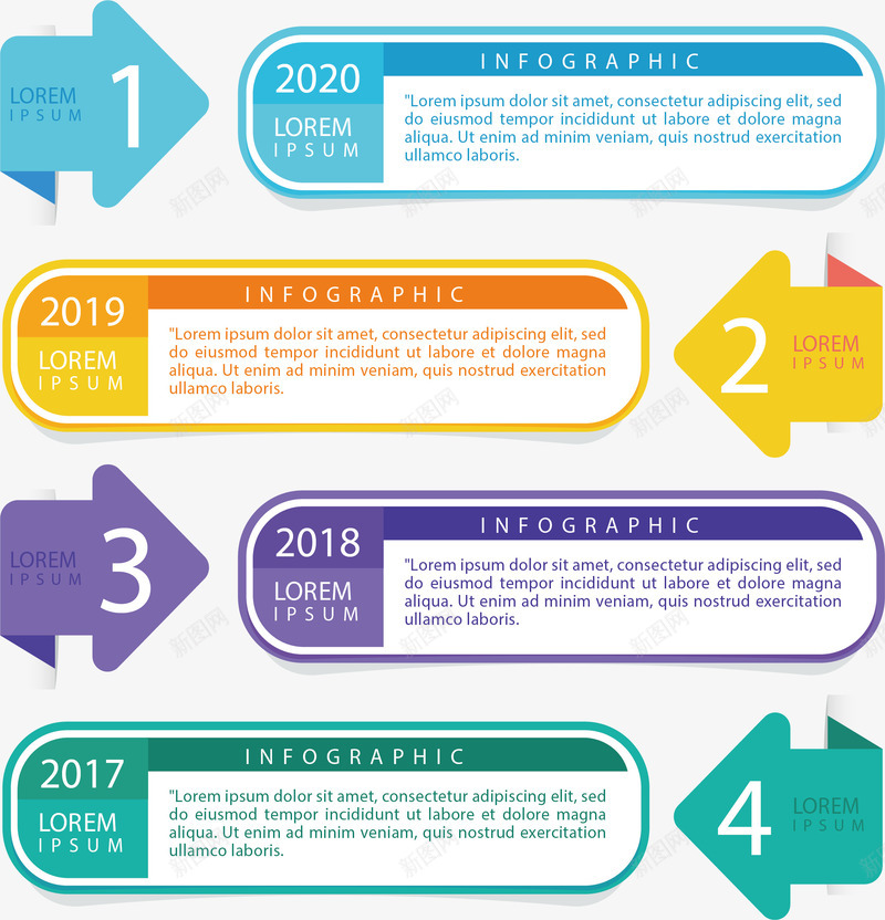 彩色箭头时间轴矢量图ai免抠素材_88icon https://88icon.com 信息图表 发展历史 定制流程 彩色箭头 时间表模板 时间轴 流程图 矢量png 矢量图 箭头 记录时间轴