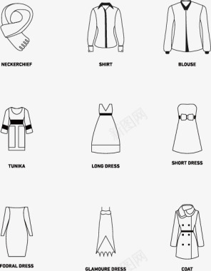 连衣裙女性服装图标图标