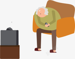 原创孤独的老人在看电视素材