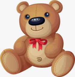 手绘棕色小熊玩偶素材