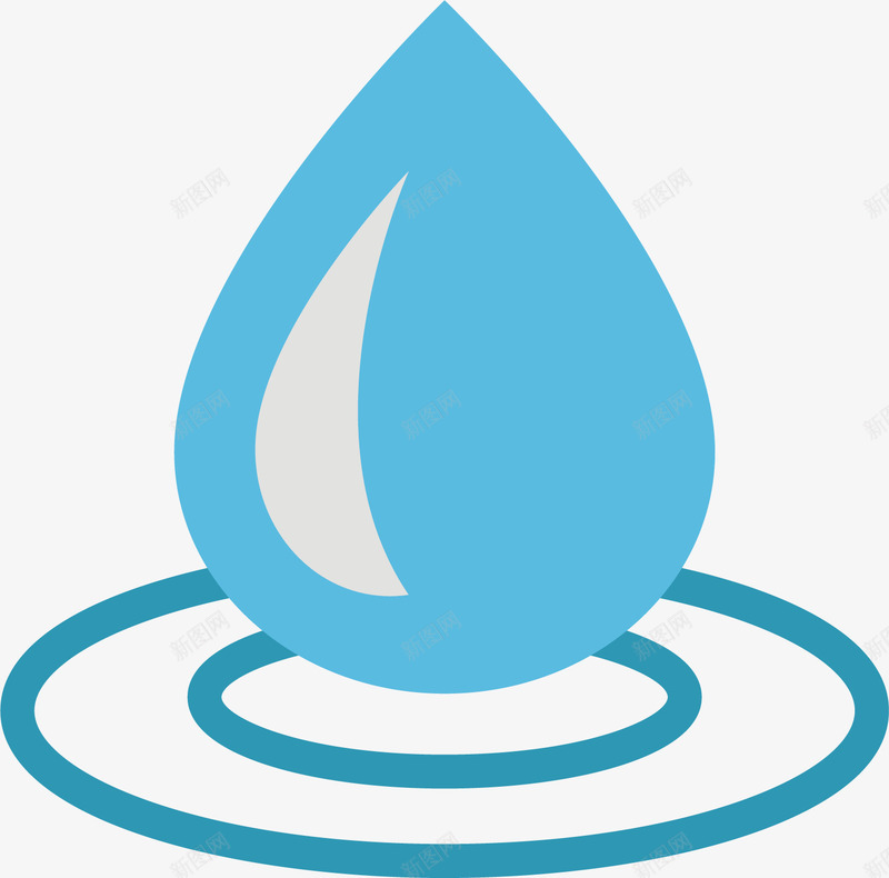 蓝色的水滴矢量图ai免抠素材_88icon https://88icon.com 卡通 双圆环 水滴 波浪 涟漪 蓝色 饮用 矢量图