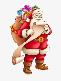 老人男人背着礼物的圣诞老人高清图片
