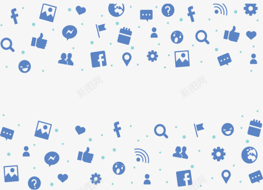 蓝色花纹蓝色网络社交图标矢量图图标