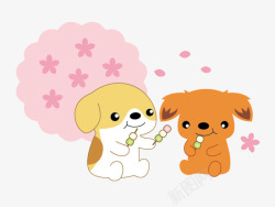 卡通吃糖葫芦的小狗图素材