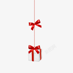 红色圣诞节蜡烛悬空蝴蝶结礼物挂饰高清图片