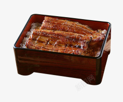 日式饭盒饭盒里的鳗鱼饭高清图片