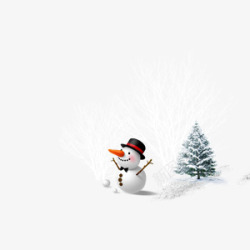 冬天圣诞树冬天雪人高清图片