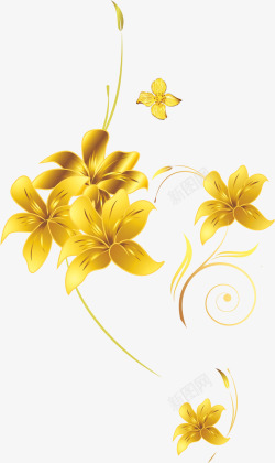 金黄色的花朵金黄色立体海报花朵高清图片