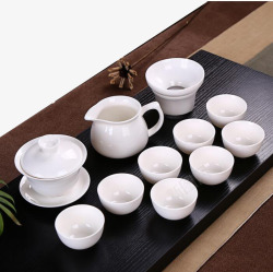 黑色木板上的茶具茶壶素材