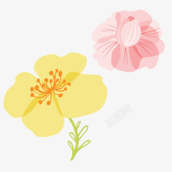 创意手绘黄色花草花朵矢量图素材