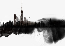 国际进口博览会中国国际进口博览会上海城市剪影高清图片