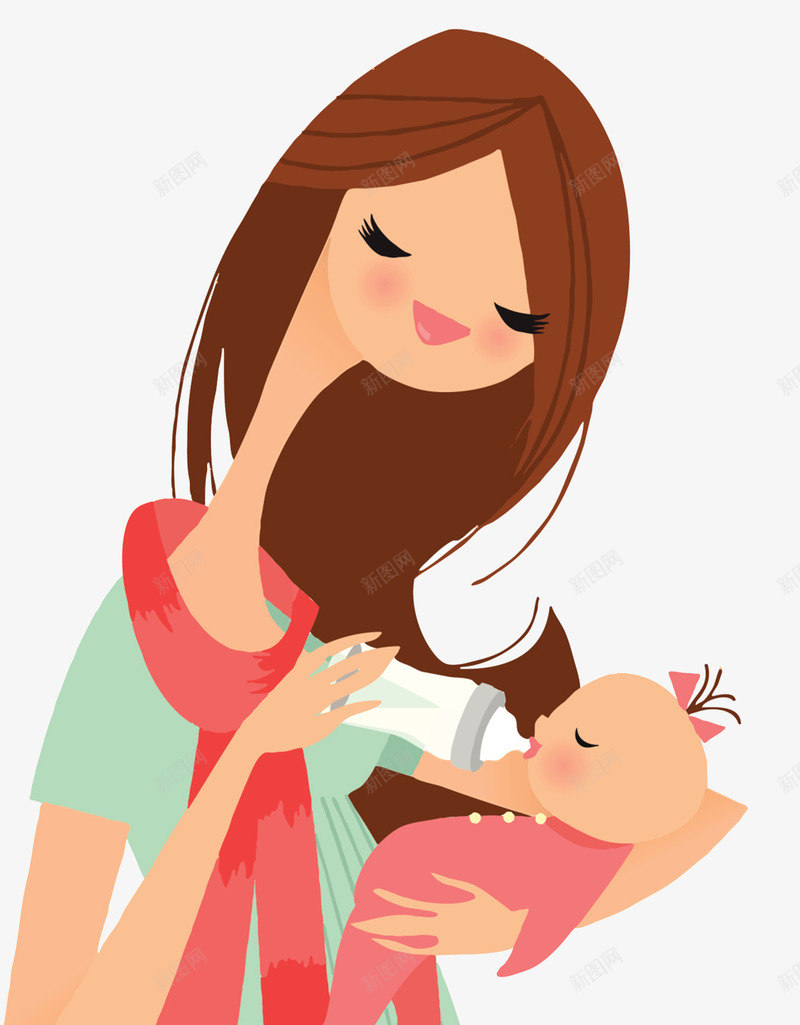 母亲喂奶插画psd免抠素材_88icon https://88icon.com 喂奶 婴儿喝奶 插画 母亲
