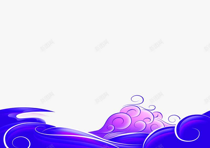 蓝色卡通海浪边框纹理png免抠素材_88icon https://88icon.com 免抠PNG 卡通 海浪 蓝色 边框纹理