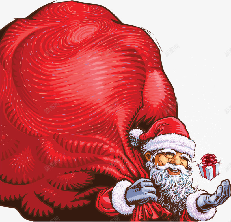 背礼物的圣诞老人png免抠素材_88icon https://88icon.com 包袱 圣诞老人 圣诞节 手绘 红色