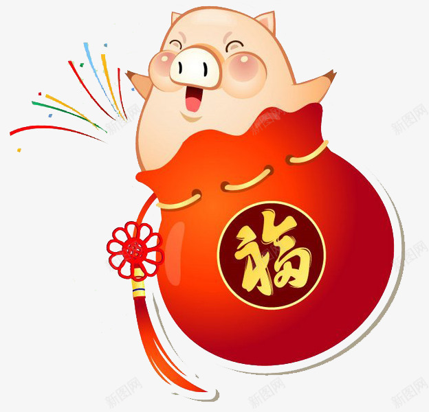 红色福袋里的小猪png免抠素材_88icon https://88icon.com 动物 卡通小猪 吊坠 小猪 福袋 红色福袋