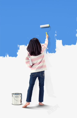 粉刷工人刷墙人物背景高清图片