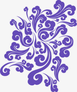 紫色简约海浪花纹装饰图案素材