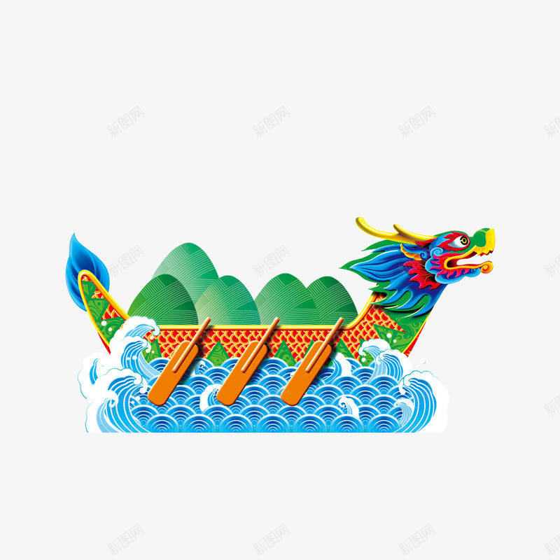 赛龙舟psd免抠素材_88icon https://88icon.com 端午节元素 赛龙舟 龙