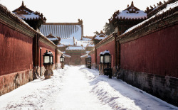 下雪后的北京胡同素材