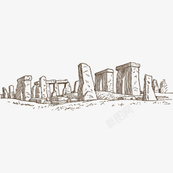 巨石阵英国巨石阵建筑旅游景点手绘矢量图图标高清图片