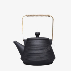 陶瓷茶具实拍台湾功夫茶具火山石铜把烧水煮茶高清图片