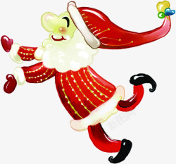 红色创意扁平手绘圣诞老人卡通素材