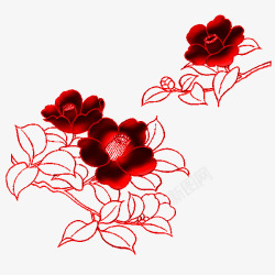 鲜红花朵简笔画元素素材