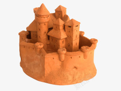 黄色粘土陶瓷古建筑模型素材