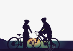 两个骑自行车情侣矢量图素材