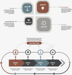 四项ppt素材手绘PPT标签矢量图高清图片